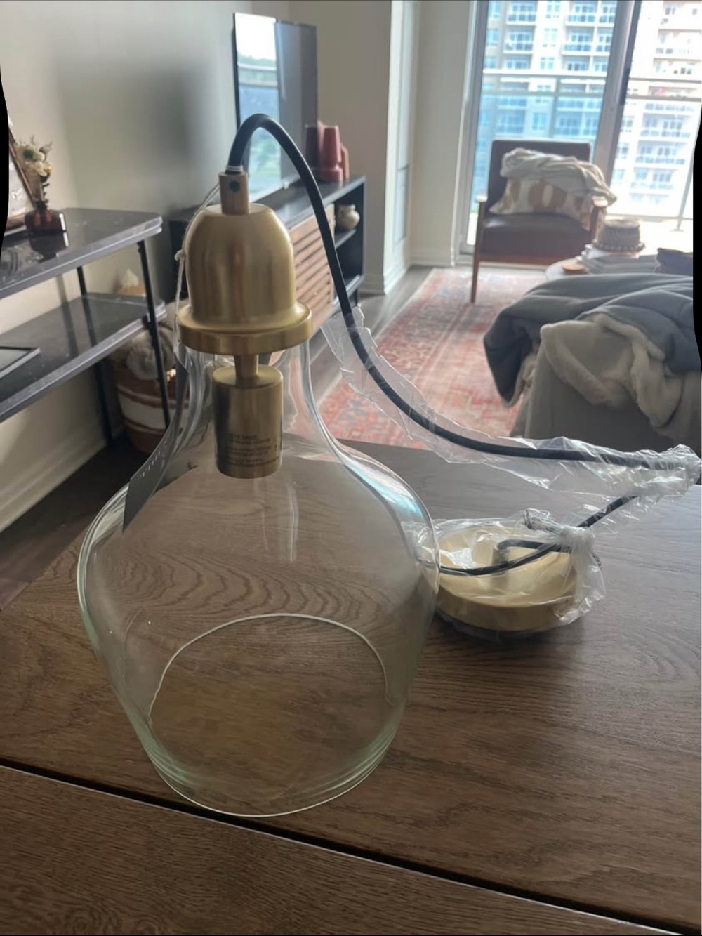 Hampton Hill Glass Pendant Light with Gold Hardware